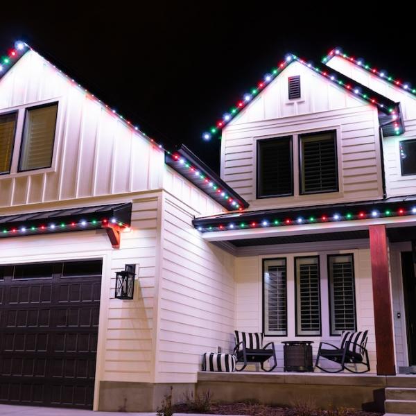 Home with christmas lights