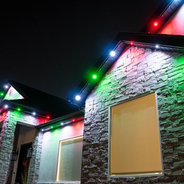 Christmas lights on a home